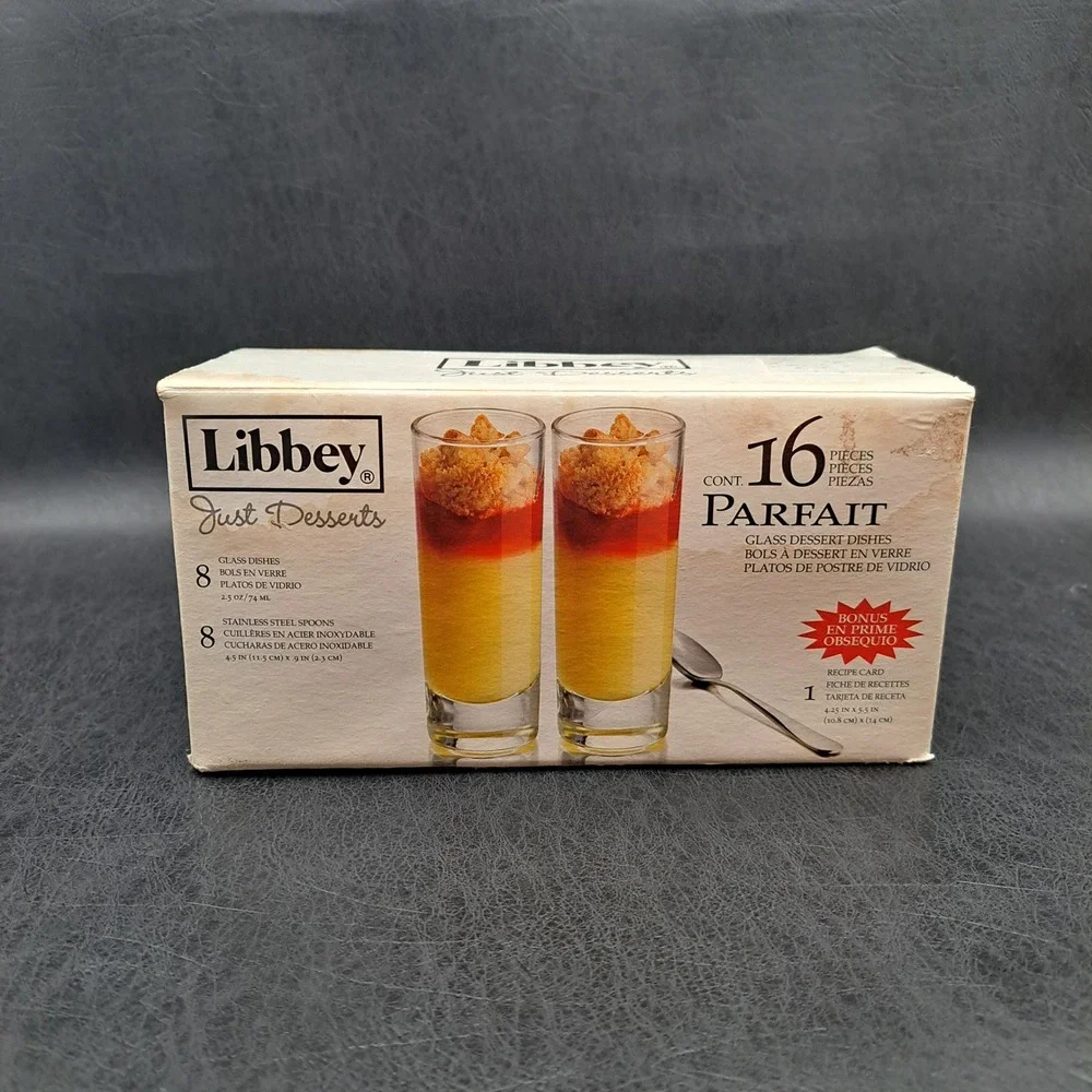 Libbey Just Desserts 16 Piece Parfait Set 2.5oz Glasses & Stainless Spoons